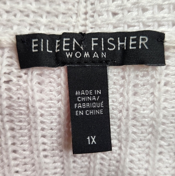 Eileen Fisher Woman Drape Front Organic Linen Cardigan White Size 1X - Picture 4 of 10